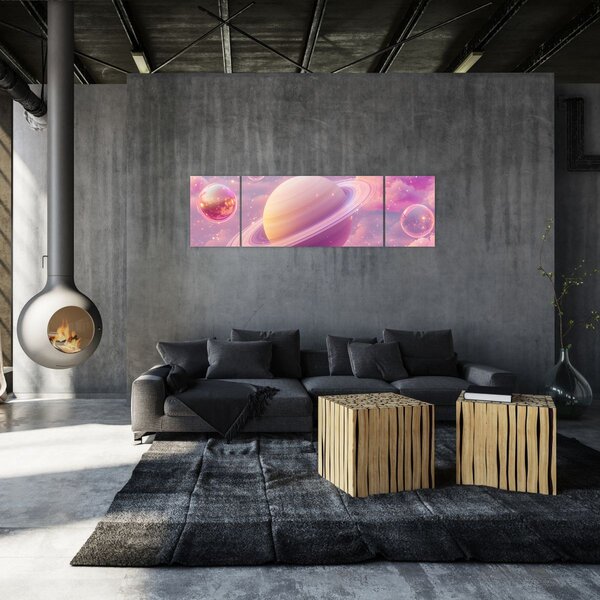 Obraz - Różowa planeta (170x50 cm)
