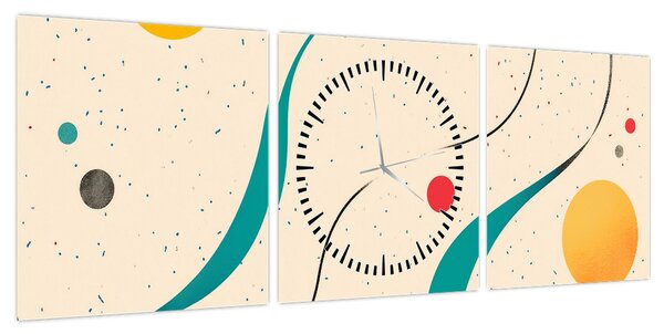 Obraz - Minimalistyczna kolorowa ilustracja (z zegarem) (90x30 cm)