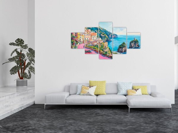 Obraz - Różowa droga przy wybrzeżu (125x70 cm)