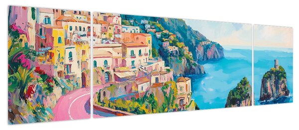 Obraz - Różowa droga przy wybrzeżu (170x50 cm)