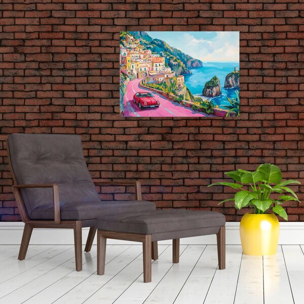 Obraz - Różowa droga przy wybrzeżu (70x50 cm)
