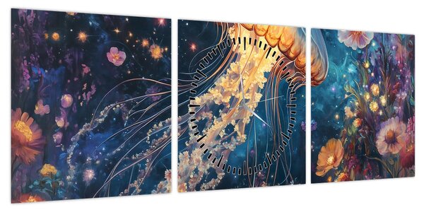 Obraz - Magiczna meduza (z zegarem) (90x30 cm)
