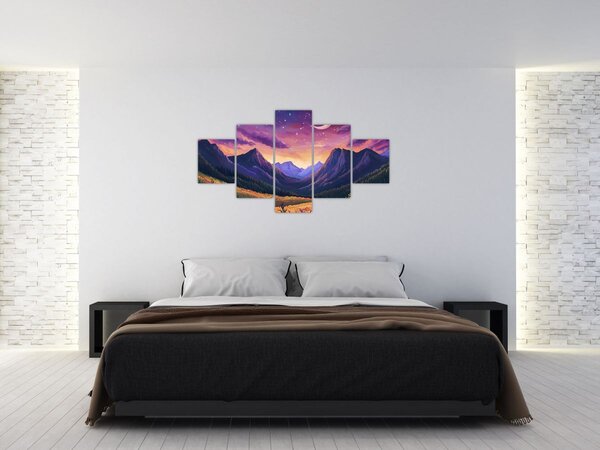 Obraz - Fioletowy krajobraz (125x70 cm)