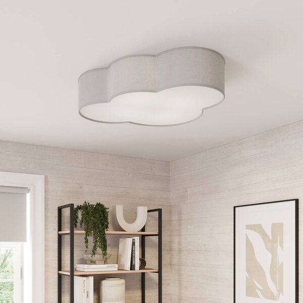 Lampa sufitowa Cloud TK Lighting, możliwość ściemniania, aluminiowy / szary / cynkowy, salon / jadalnia, tkanina / materiał / jedwab, młodzieżowy