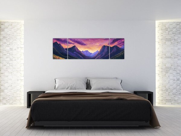 Obraz - Fioletowy krajobraz (170x50 cm)