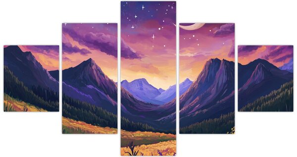 Obraz - Fioletowy krajobraz (125x70 cm)