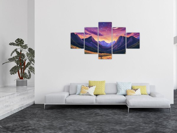 Obraz - Fioletowy krajobraz (125x70 cm)