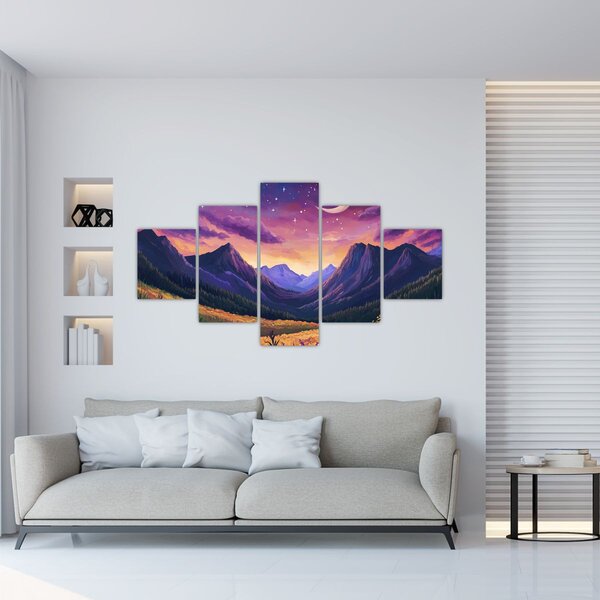 Obraz - Fioletowy krajobraz (125x70 cm)