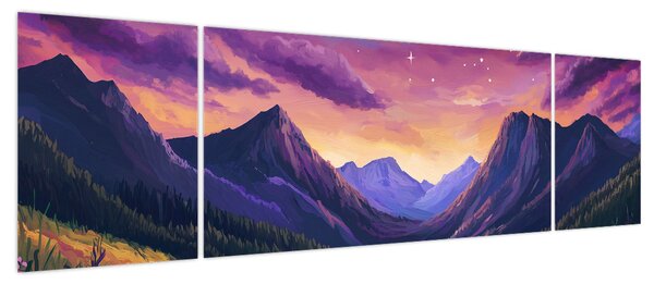 Obraz - Fioletowy krajobraz (170x50 cm)
