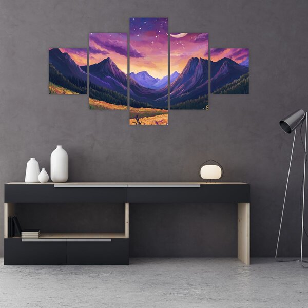 Obraz - Fioletowy krajobraz (125x70 cm)