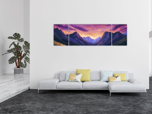 Obraz - Fioletowy krajobraz (170x50 cm)