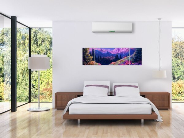 Obraz - Fioletowy krajobraz przy pełni księżyca (170x50 cm)