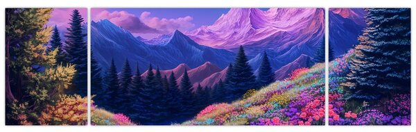 Obraz - Fioletowy krajobraz przy pełni księżyca (170x50 cm)