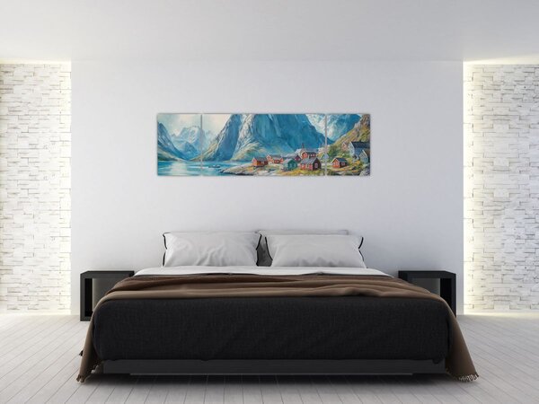 Obraz - Norweskie miasteczko (170x50 cm)