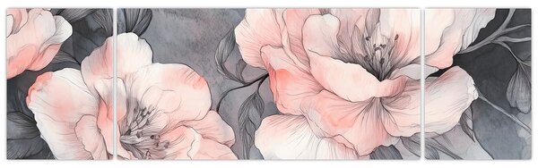 Obraz - Szkic kwiatów (170x50 cm)