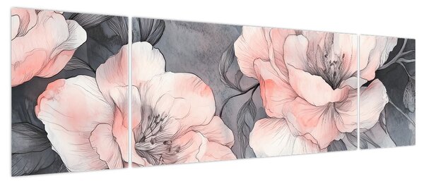 Obraz - Szkic kwiatów (170x50 cm)