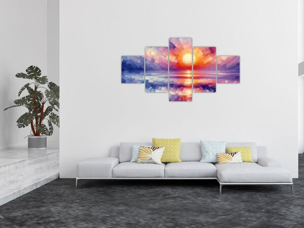Obraz - Kolorowy artystyczny zachód słońca (125x70 cm)