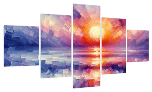 Obraz - Kolorowy artystyczny zachód słońca (125x70 cm)
