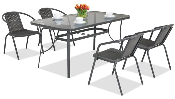 Metalowe meble ogrodowe Modena/Bergamo dla 4 osób Garden Point antracyt