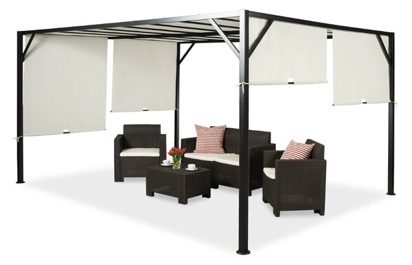Pergola tarasowa metalowa Santorini 3 x 4m kremowa Garden Point