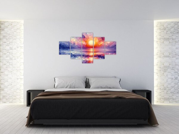 Obraz - Kolorowy artystyczny zachód słońca (125x70 cm)