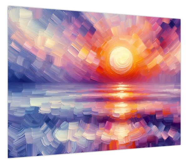 Obraz - Kolorowy artystyczny zachód słońca (70x50 cm)