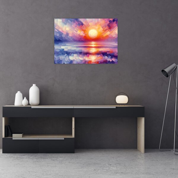 Obraz - Kolorowy artystyczny zachód słońca (70x50 cm)