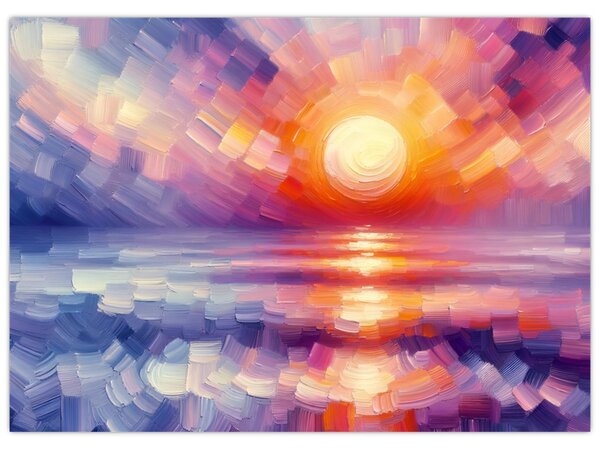 Obraz - Kolorowy artystyczny zachód słońca (70x50 cm)
