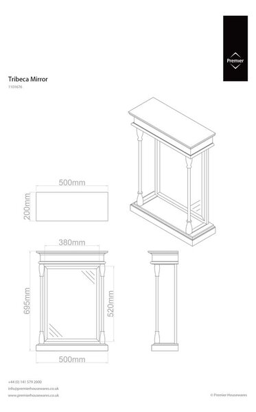 Lustro ścienne z drewnianą ramą 50x70 cm Tribeca – Premier Housewares