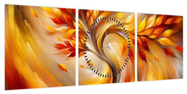 Obraz - Jesienne drzewo (z zegarem) (90x30 cm)