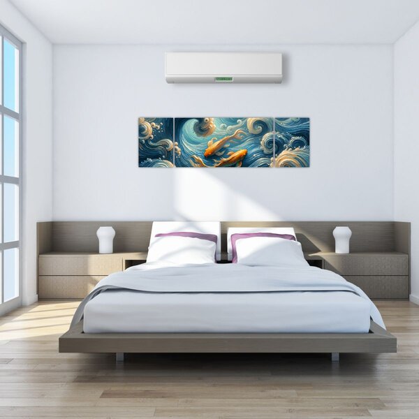 Obraz - Złote rybki (170x50 cm)