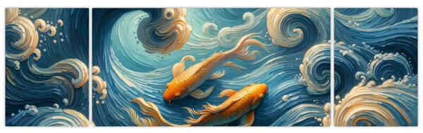Obraz - Złote rybki (170x50 cm)