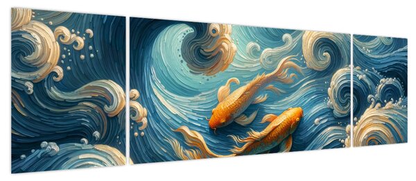 Obraz - Złote rybki (170x50 cm)