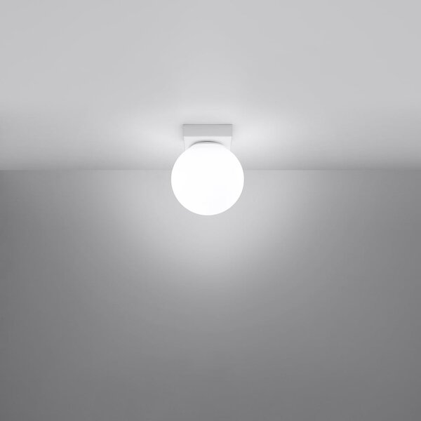 Biała lampa sufitowa ze szklanym kloszem ø 12 cm Umerta – Sollux