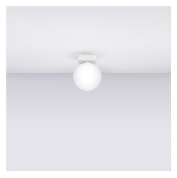 Biała lampa sufitowa ze szklanym kloszem ø 12 cm Umerta – Sollux
