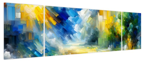 Obraz - Abstrakcyjny słoneczny dzień (170x50 cm)
