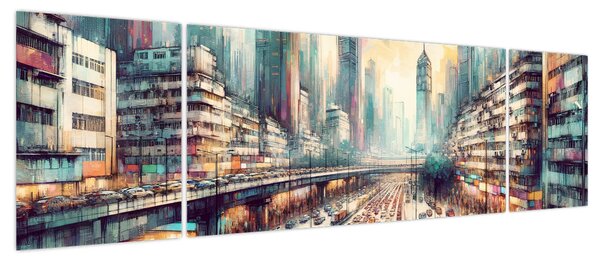 Obraz - Życie w wielkim mieście (170x50 cm)