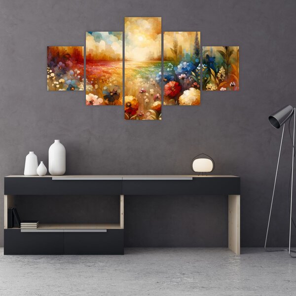 Obraz - Kolorowa łąka (125x70 cm)