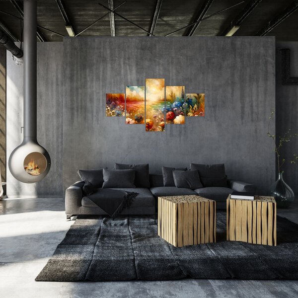 Obraz - Kolorowa łąka (125x70 cm)