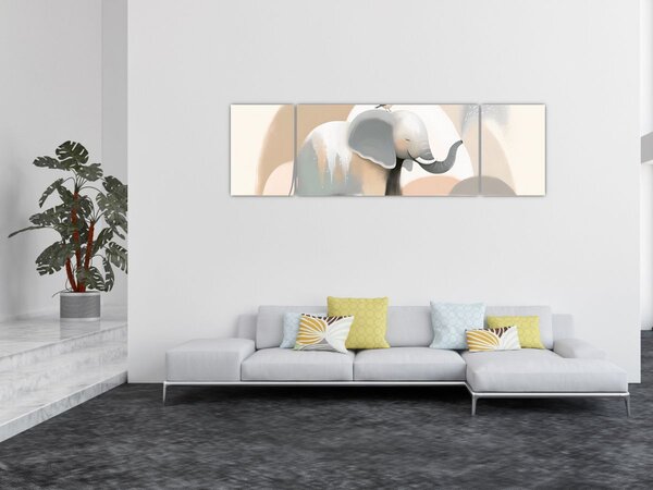 Obraz - Słoń w pastelowych kolorach (170x50 cm)