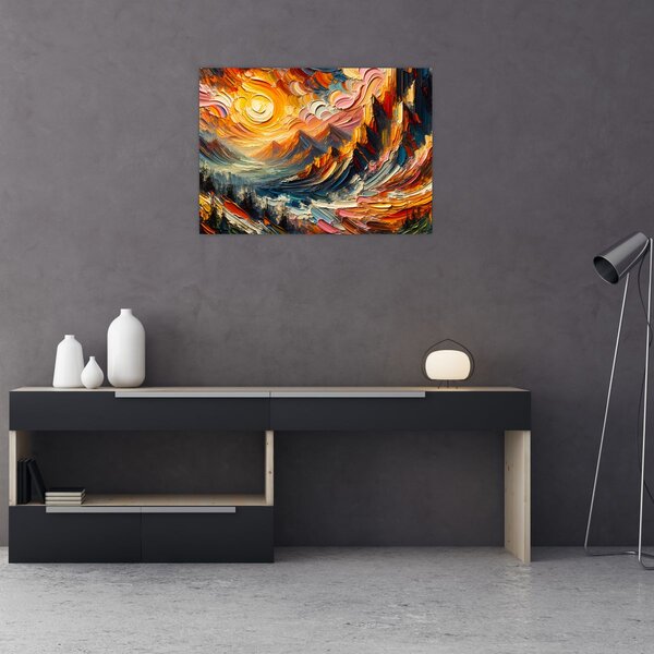 Obraz - Góry oświetlone słońcem (70x50 cm)