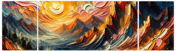 Obraz - Góry oświetlone słońcem (170x50 cm)
