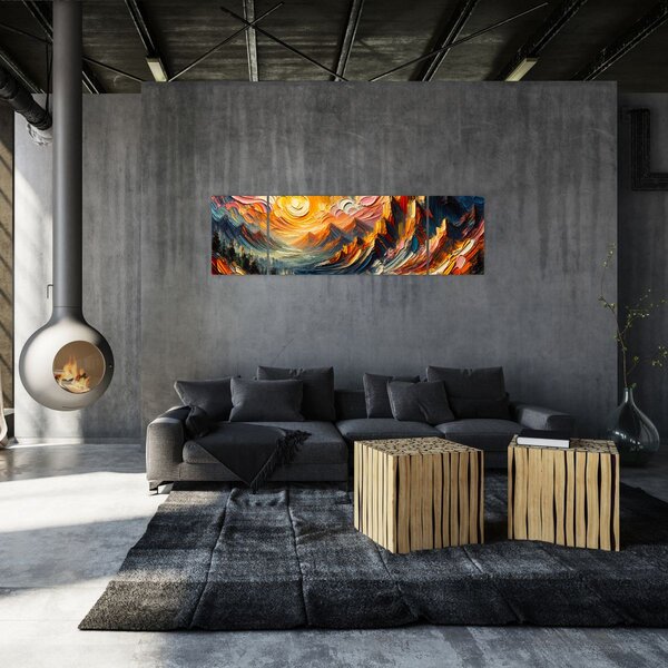 Obraz - Góry oświetlone słońcem (170x50 cm)