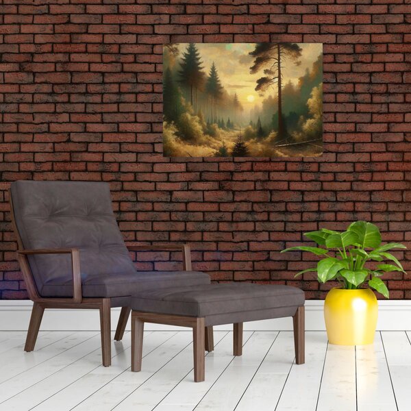 Obraz - Słońce świecące przez las (70x50 cm)