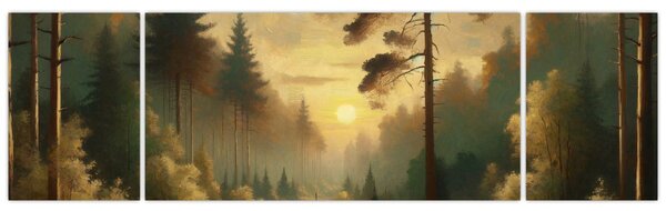 Obraz - Słońce świecące przez las (170x50 cm)