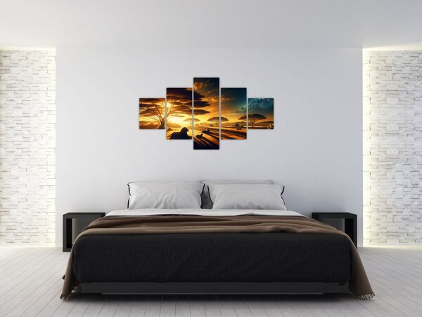 Obraz - Odpoczywające lwy (125x70 cm)