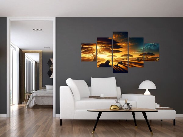 Obraz - Odpoczywające lwy (125x70 cm)