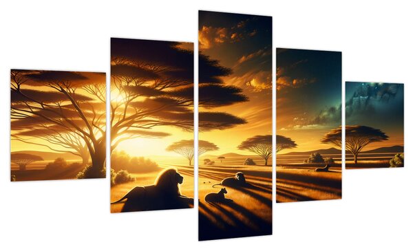 Obraz - Odpoczywające lwy (125x70 cm)