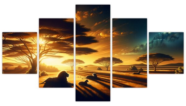 Obraz - Odpoczywające lwy (125x70 cm)