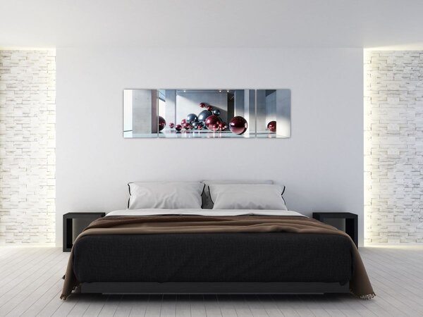 Obraz - 3D przestrzeń z kulami II. (170x50 cm)